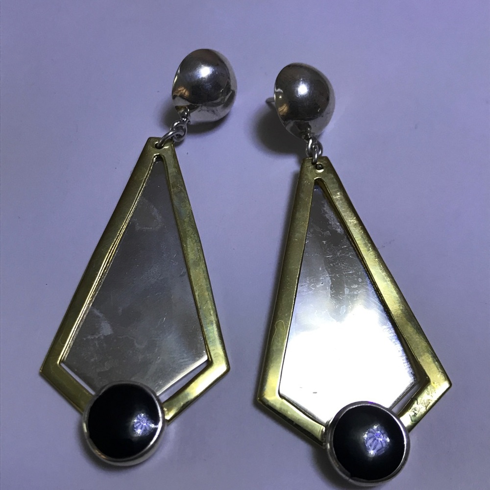 Two Tone dangling earrings